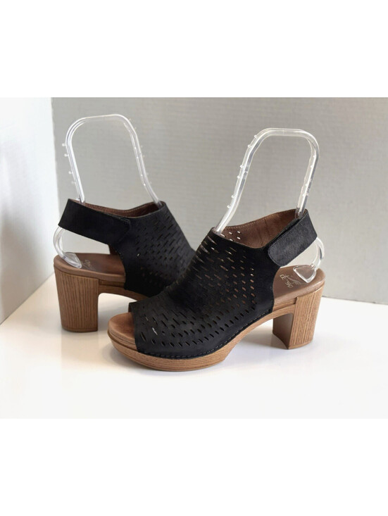 Dansko Shoes - Dansko Danae Milled Nubuck Black Leather Women's Size 9.5 Heel Sandals Slingback